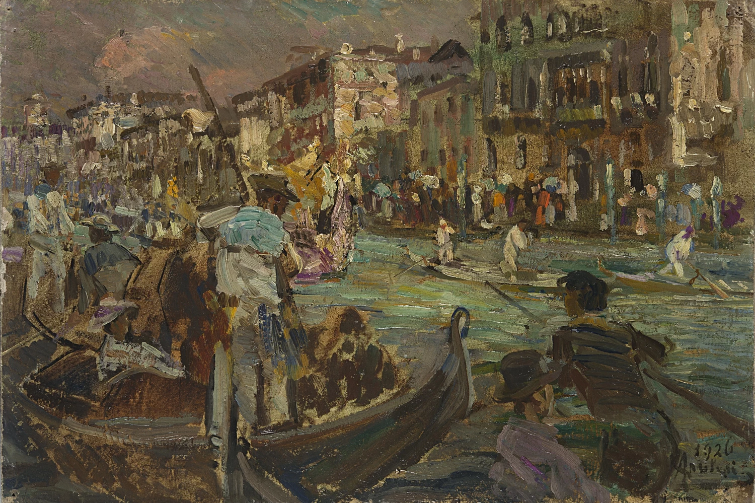 Venezia. Canale con gondole, 1926